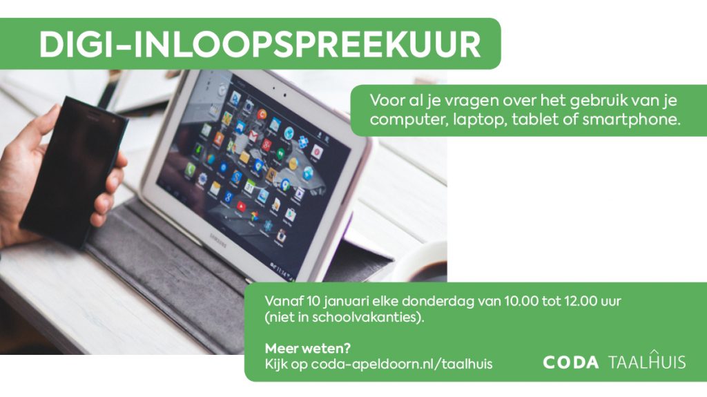 Vanaf 10 januari 2019 elke week gratis digi-inloopspreekuur in CODA Taalhuis