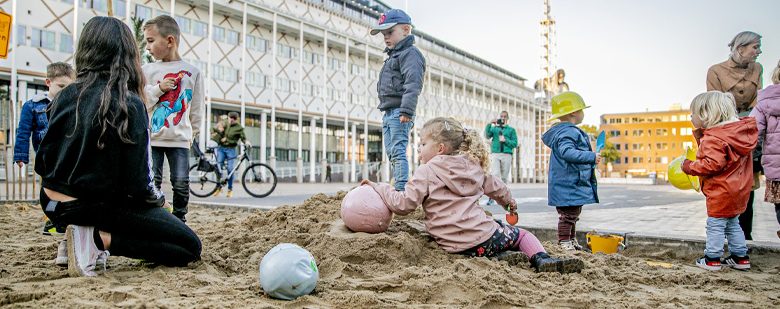 Tijdelijke zandbak maakt plaats voor het echte werk