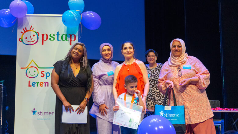 Diploma-uitreiking Opstap met verrassingsact stadsrapper Marcos