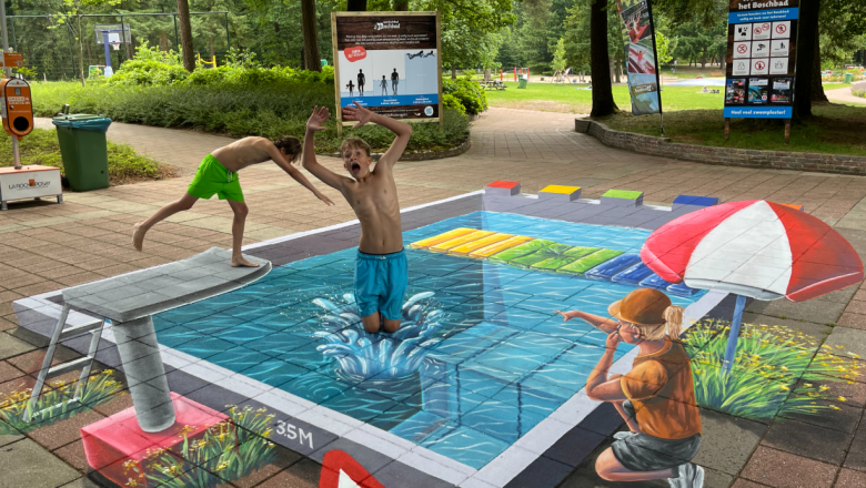 Boschbad Apeldoorn zet in op zwemveiligheid met indrukwekkende 3D-streetart
